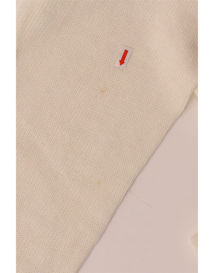 YARELL Womens Cardigan Sweater EU 38 Medium White Geometric Cotton