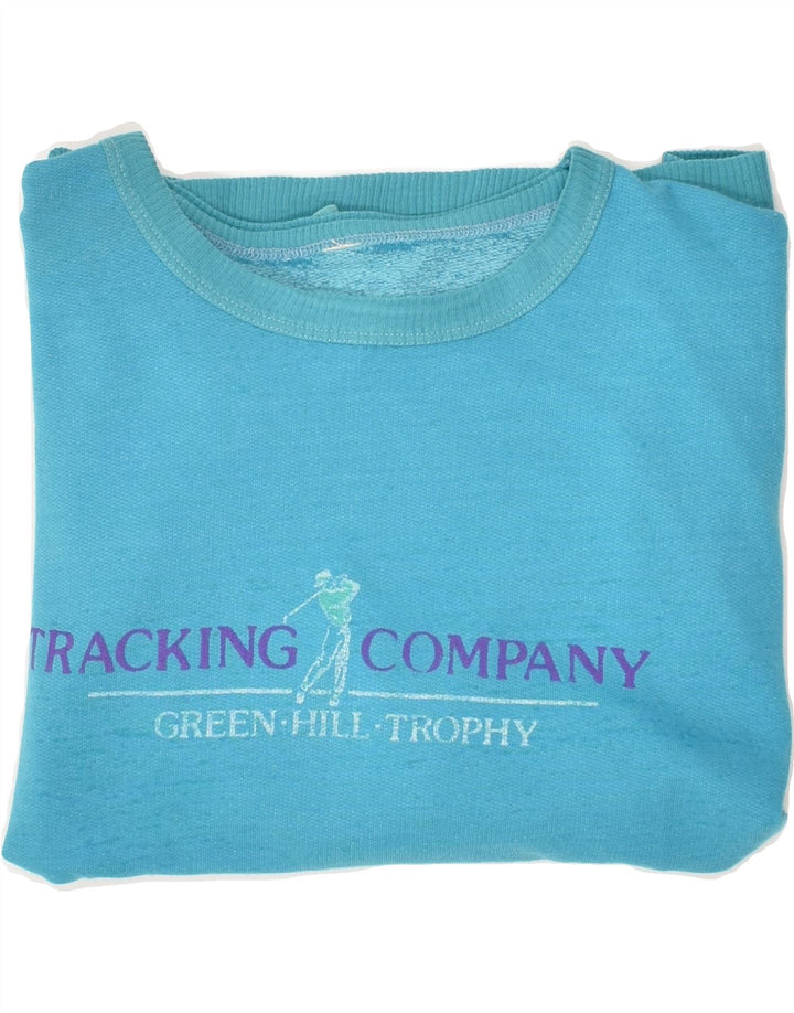 VINTAGE Mens Graphic Sweatshirt Jumper Large Blue Vintage Vintage and Second-Hand Vintage from Messina Hembry 