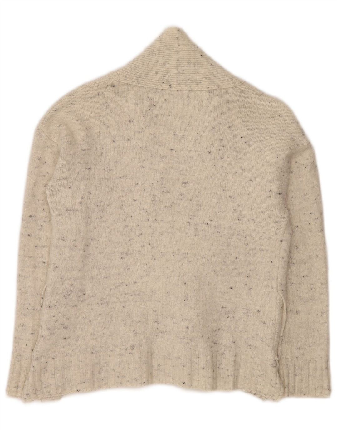 BARBOUR Maglione cardigan aperto da donna UK 10 Piccolo lana screziata bianco sporco