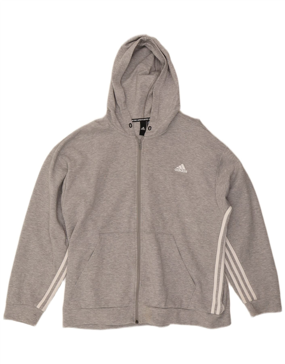 Maglione con cappuccio e zip ADIDAS da uomo XL in cotone grigio