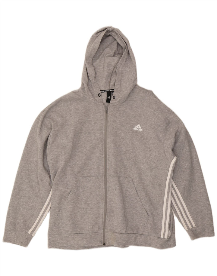 Maglione con cappuccio e zip ADIDAS da uomo XL in cotone grigio
