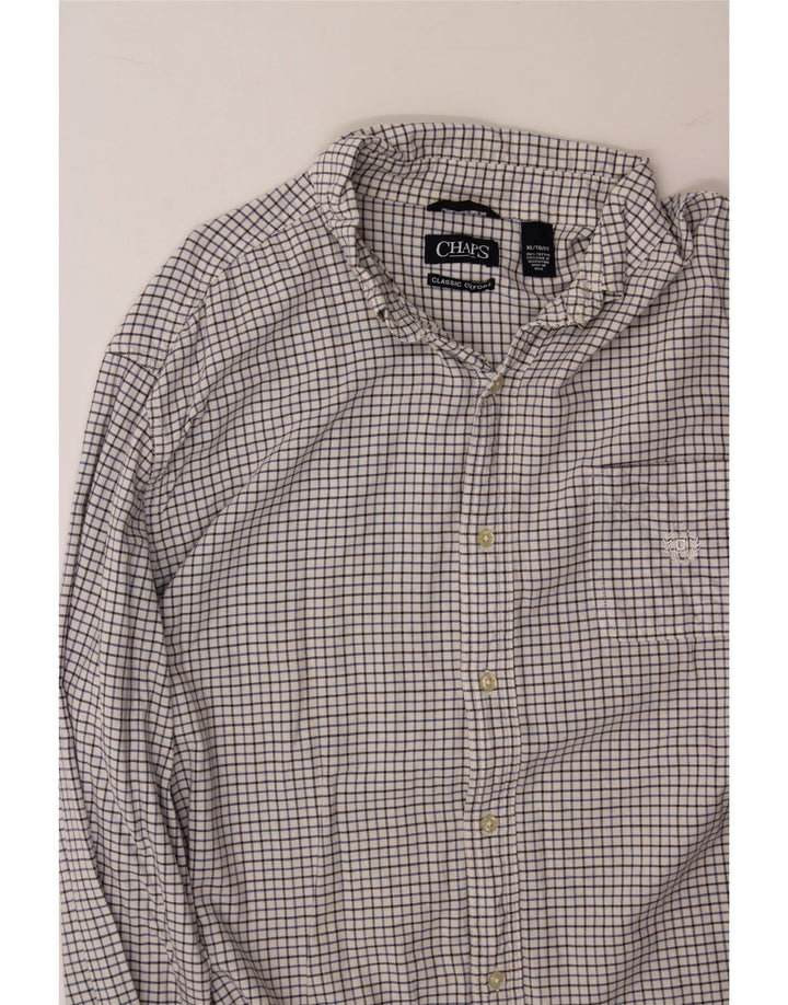 CHAPS Mens Classic Fit Shirt XL White Check Cotton Vintage Chaps and Second-Hand Chaps from Messina Hembry 