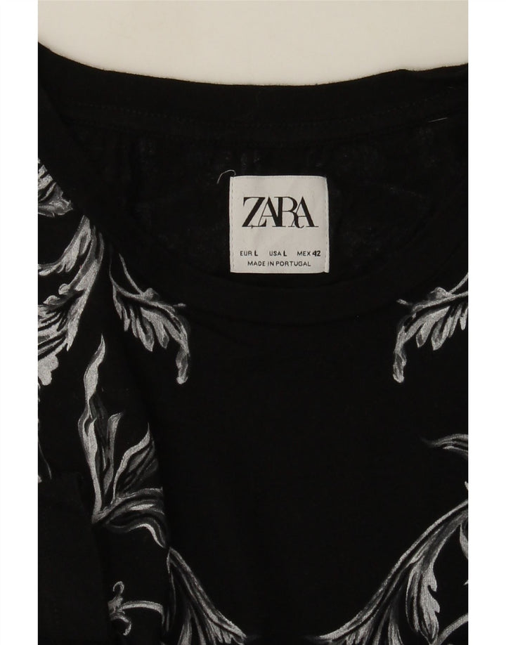 T-shirt grafica da uomo Zara Top grande nera floreale