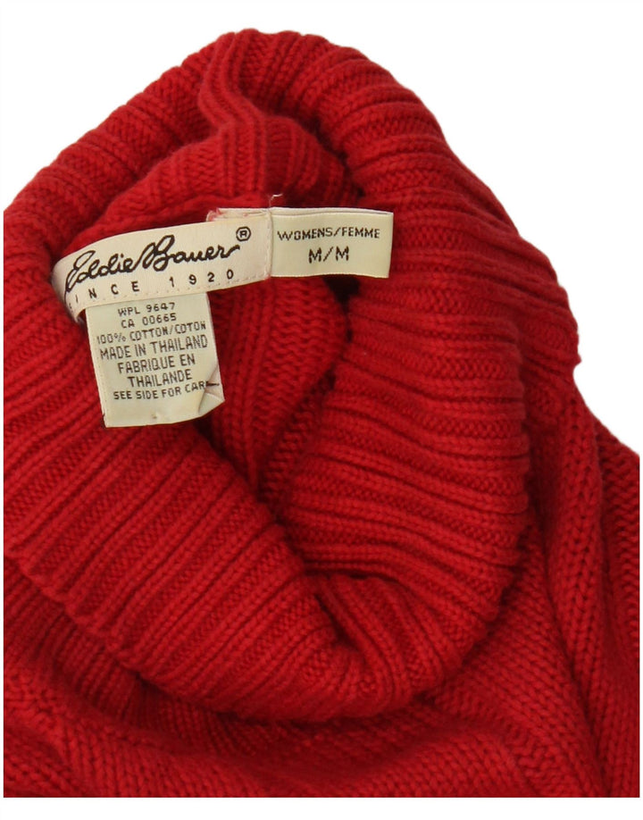 Maglione maglione oversize da donna Eddie Bauer con collo alto UK 14 rosso medio