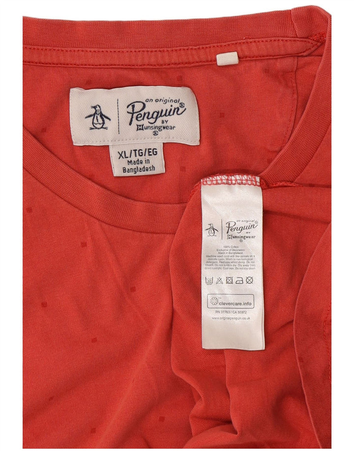 T-shirt da uomo Penguin Top XL cotone maculato rosso