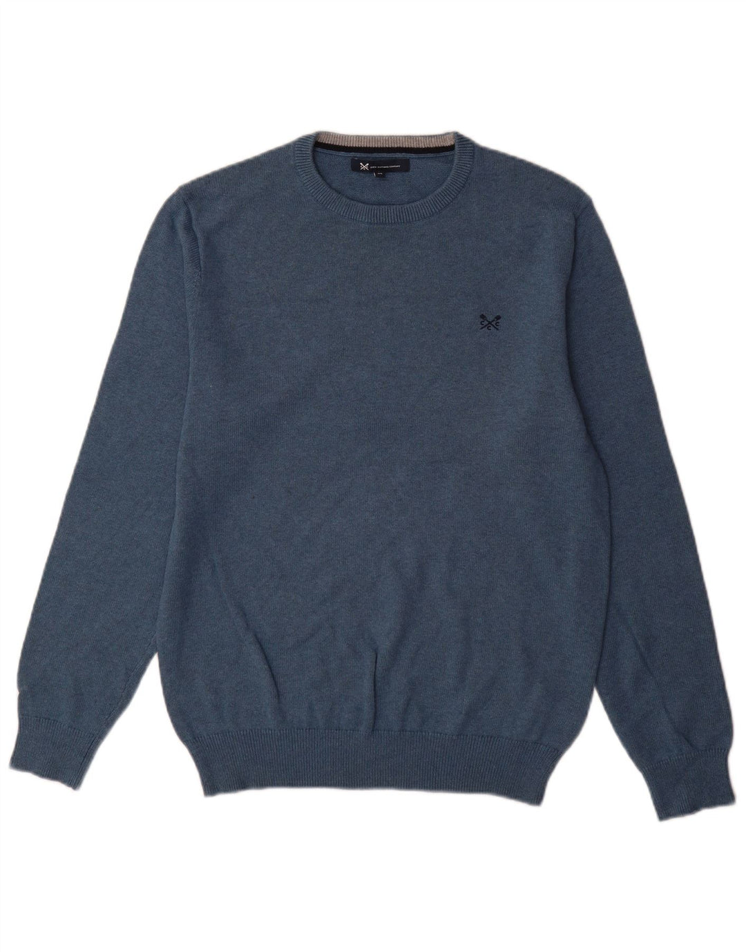 Crew Clothing Maglione da uomo girocollo in cotone blu medio