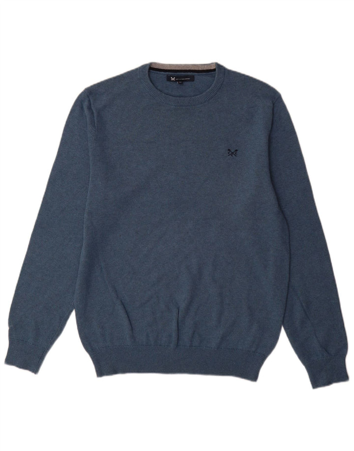 Crew Clothing Maglione da uomo girocollo in cotone blu medio