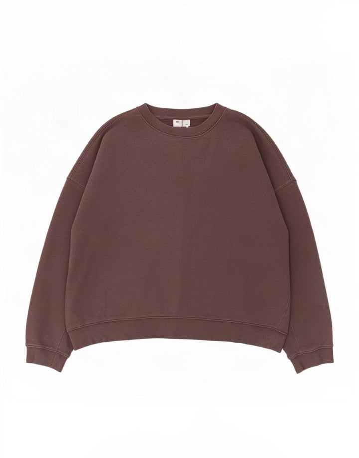 Topshop Donna Crop Felpa Oversize Maglione UK 14 Cotone Grigio Medio
