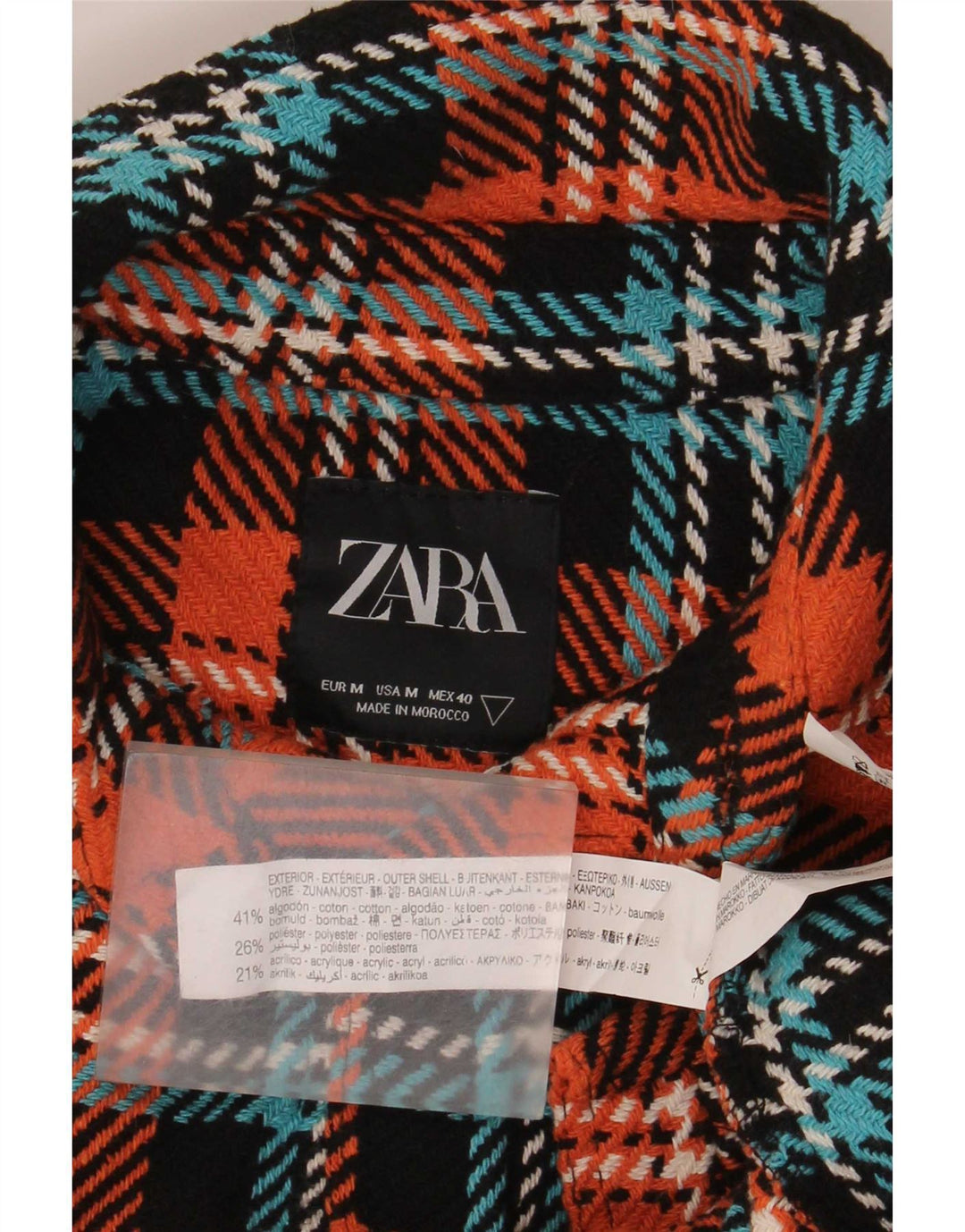 Camicia overshirt da uomo Zara in cotone a quadri multicolore medio