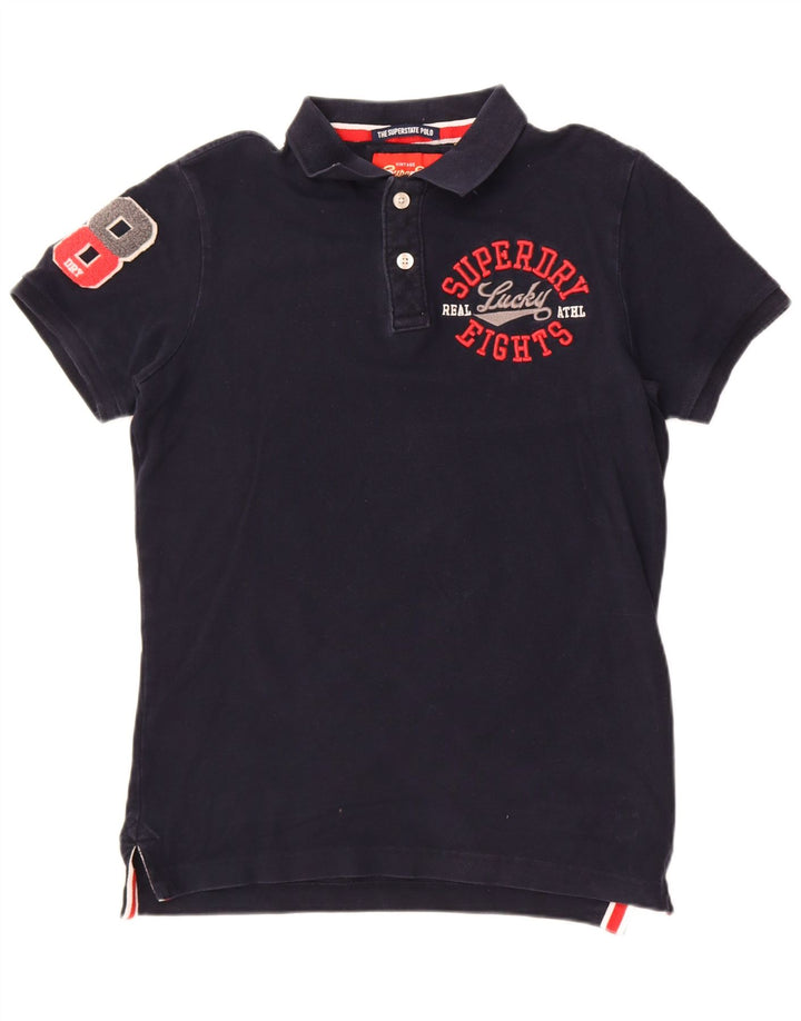 Polo grafica da uomo Superdry Small in cotone blu navy