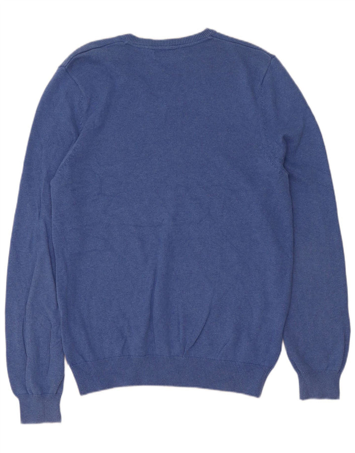 Maglione da uomo con scollo a V Marks & Spencer in cotone blu medio
