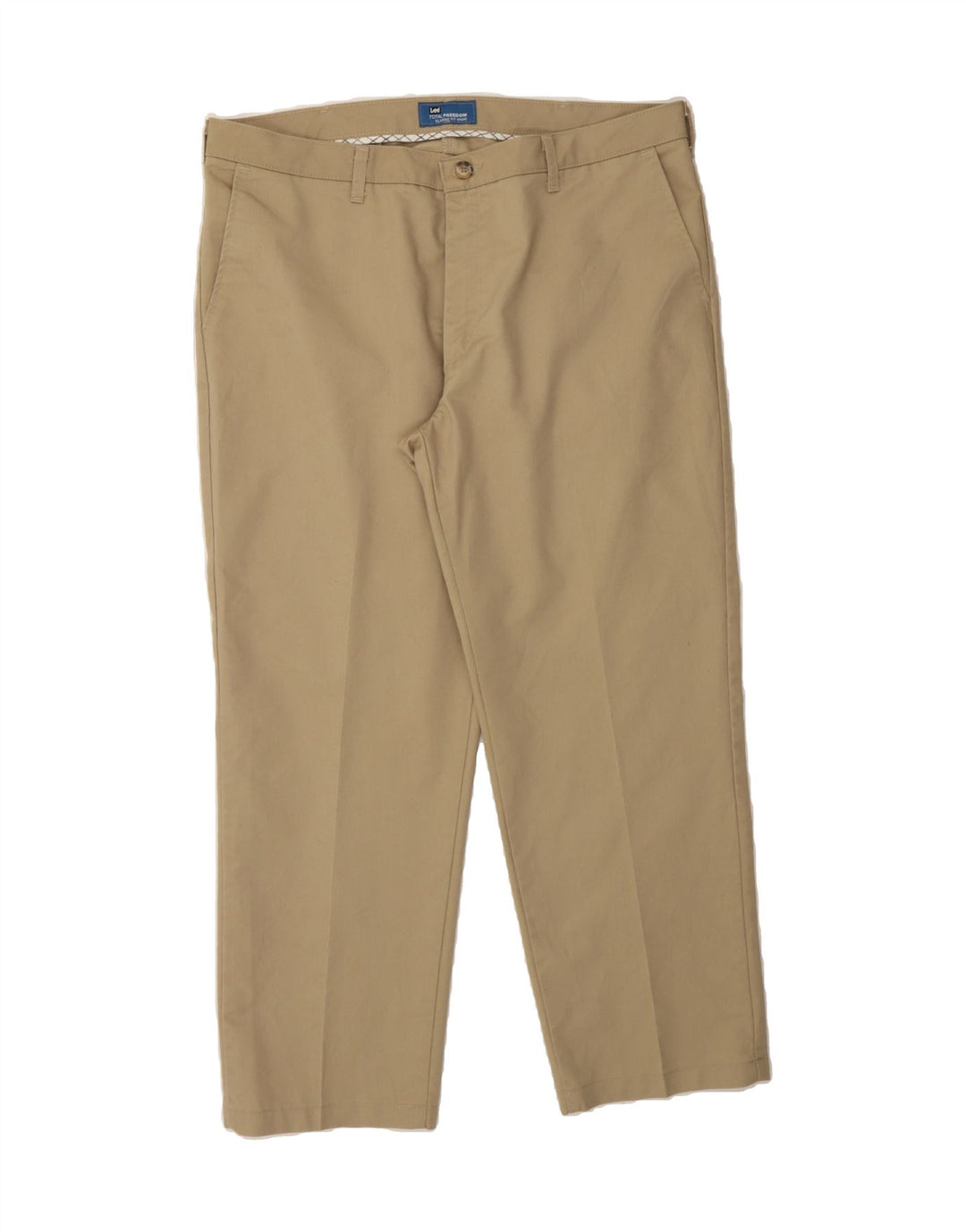 LEE Mens Total Freedom Classic Fit Chino Trousers W38 L29 Beige Polyester Vintage Lee and Second-Hand Lee from Messina Hembry 