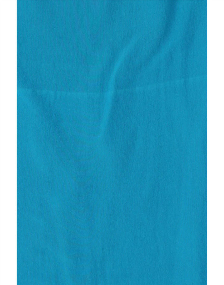 Camicetta senza maniche corta da donna vintage UK 14 Seta blu medio