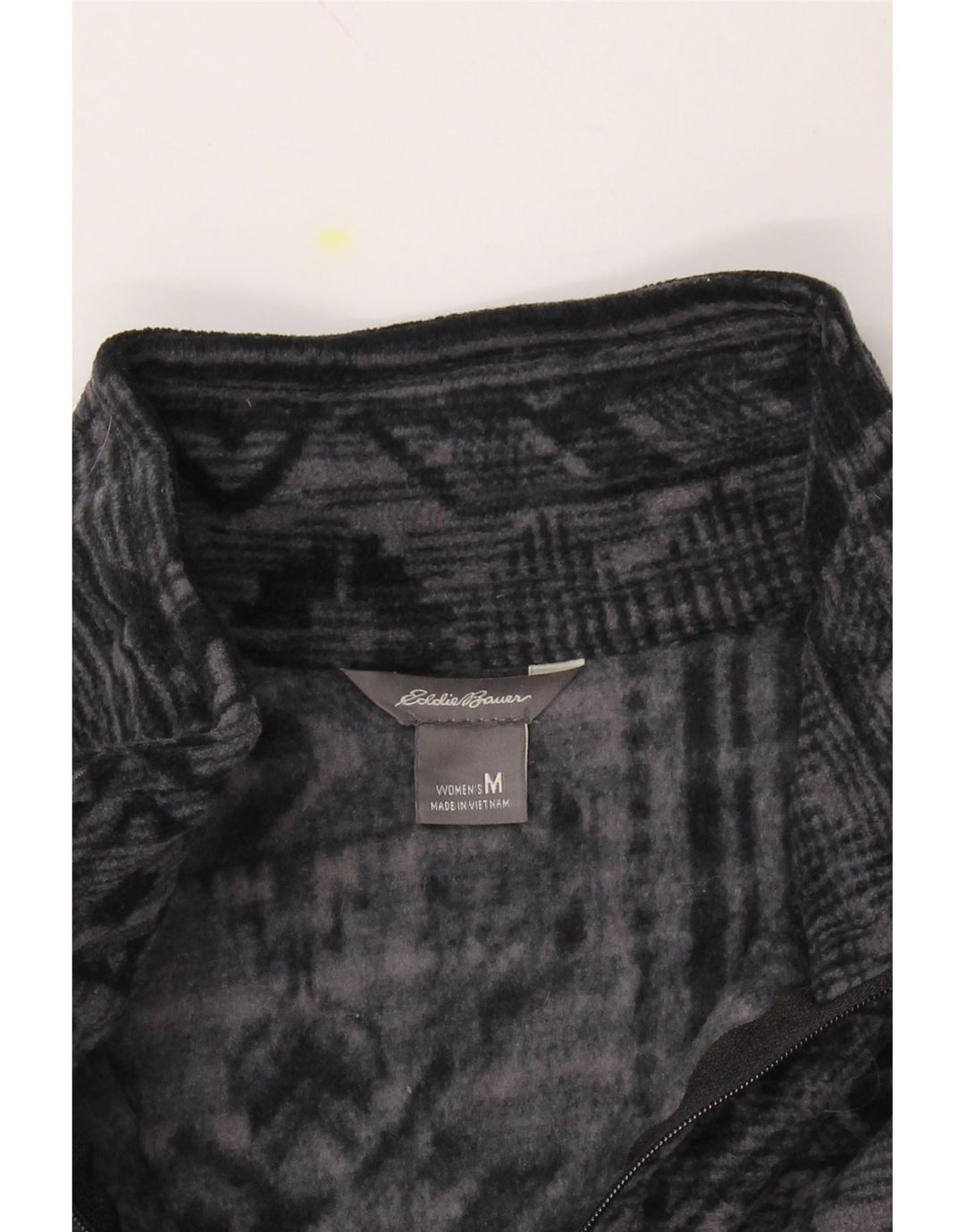 EDDIE BAUER Womens Zip Neck Fleece Jumper UK 14 Medium Grey Fair Isle Vintage Eddie Bauer and Second-Hand Eddie Bauer from Messina Hembry 