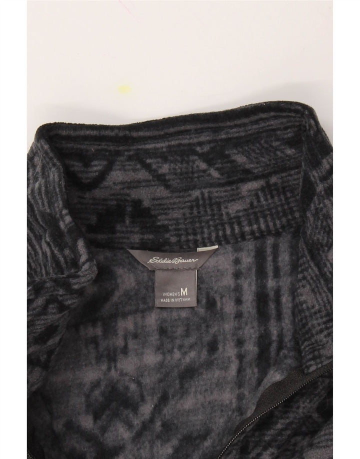 EDDIE BAUER Womens Zip Neck Fleece Jumper UK 14 Medium Grey Fair Isle Vintage Eddie Bauer and Second-Hand Eddie Bauer from Messina Hembry 