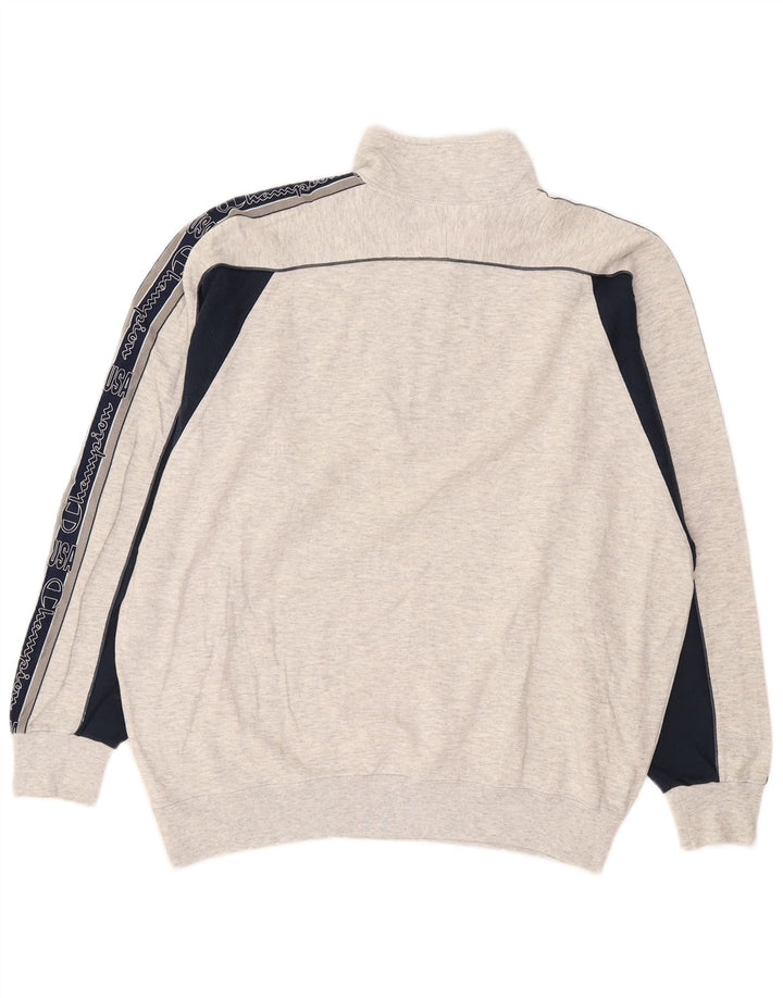 Felpa Champion da uomo con grafica con zip e collo, maglione grande, colore grigio