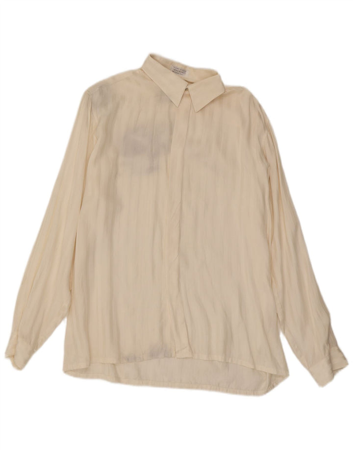 Camicetta da donna Genelli UK 16 Seta a righe grandi bianco sporco