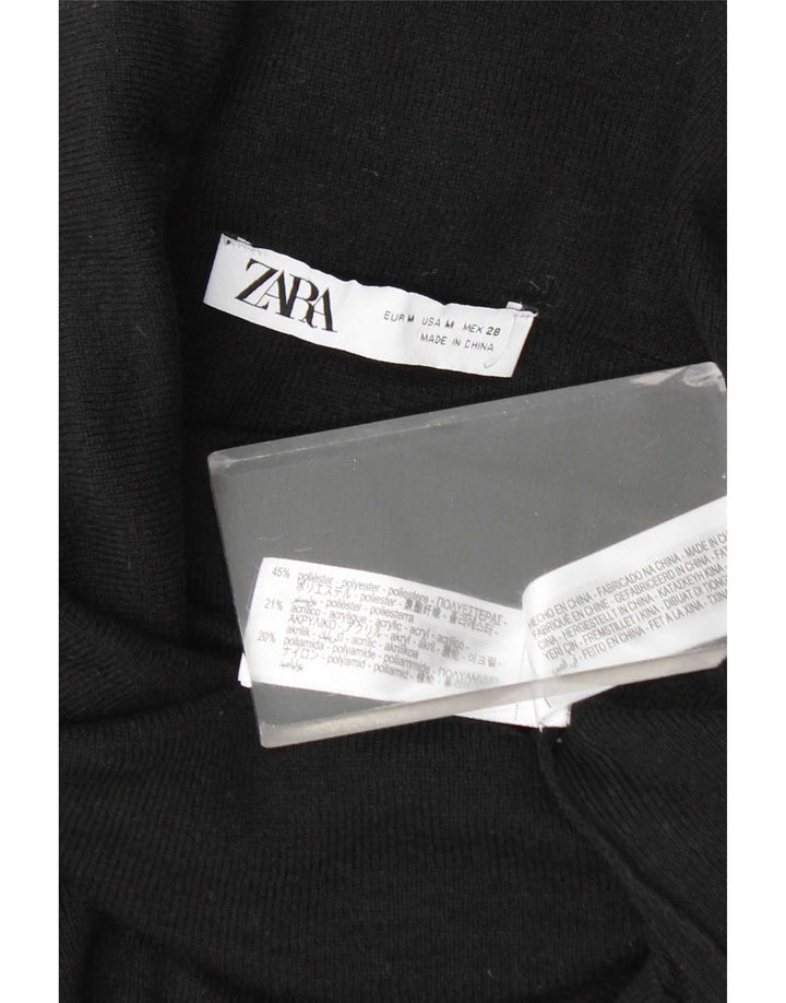 Maglione maglione a collo alto da donna Zara UK 12 poliestere nero medio