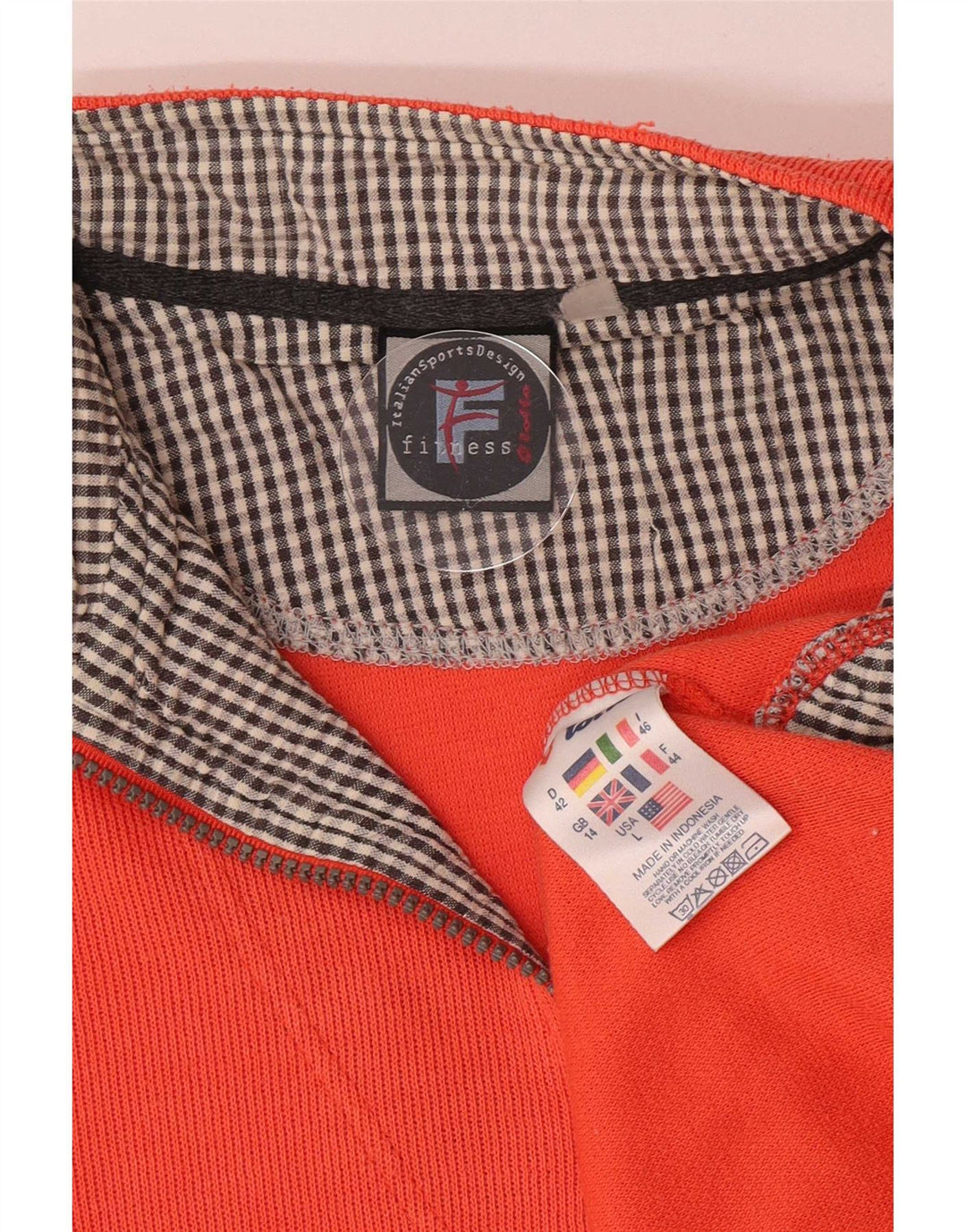 Felpa da donna con collo con zip Lotto, maglione, UK 14, grande, poliestere arancione
