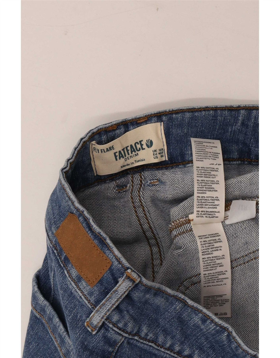 Jeans svasati da donna Fat Face Fly svasati UK 12 medio W30 L31 cotone blu