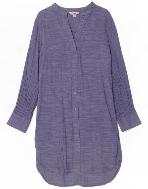 Abito camicia da donna Marks & Spencer UK 14 Cotone screziato blu medio