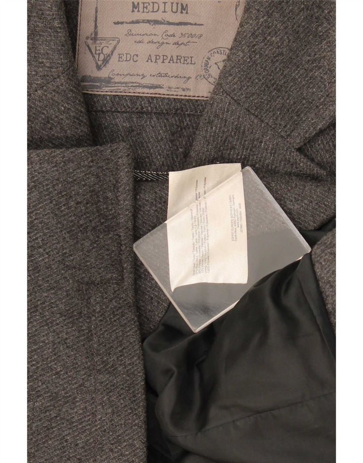 Giacca blazer da uomo a 4 bottoni EDC UK 38 lana grigio medio