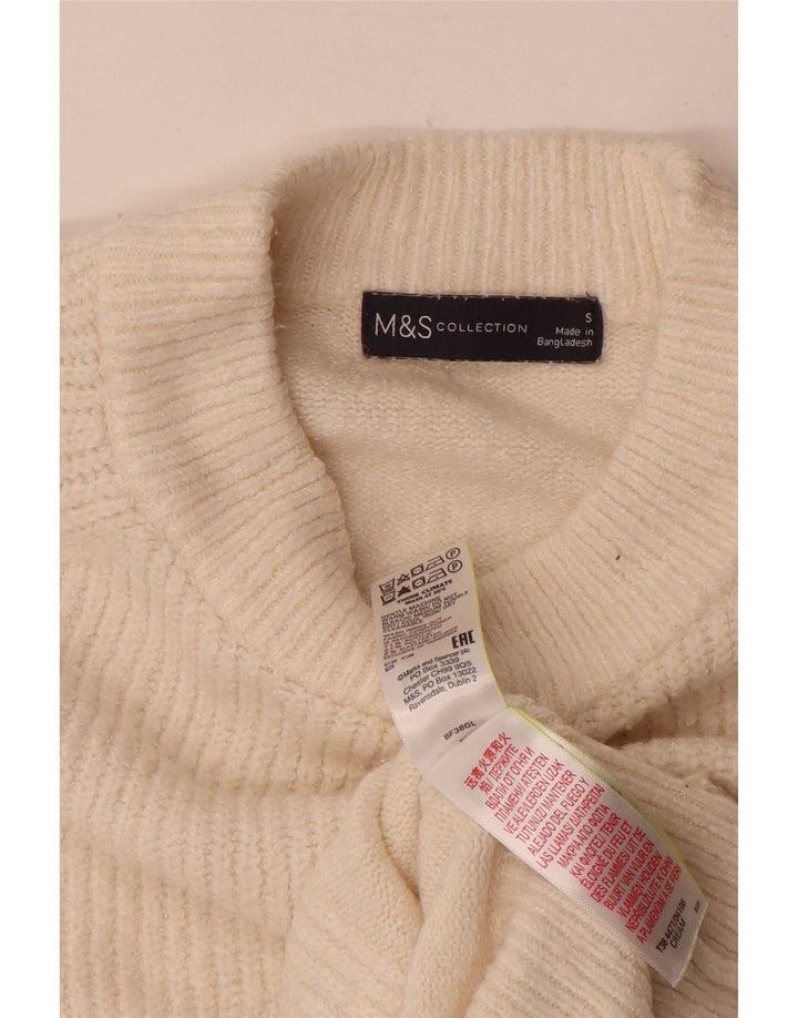 Maglione maglione girocollo da donna Marks & Spencer UK 10 piccolo bianco sporco