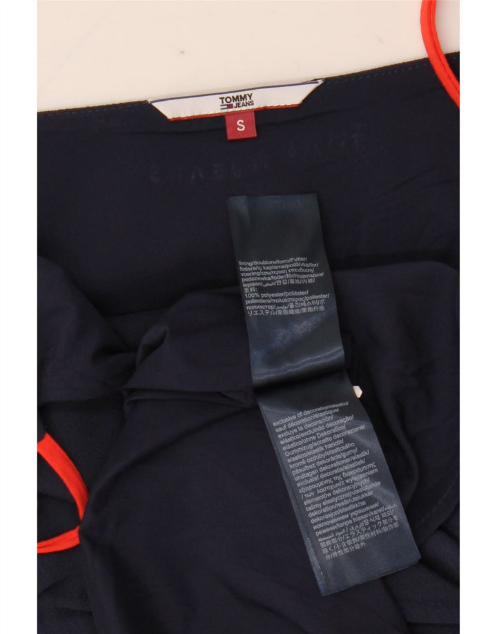 Abito sottoveste da donna Tommy Hilfiger UK 10 piccolo poliestere blu navy