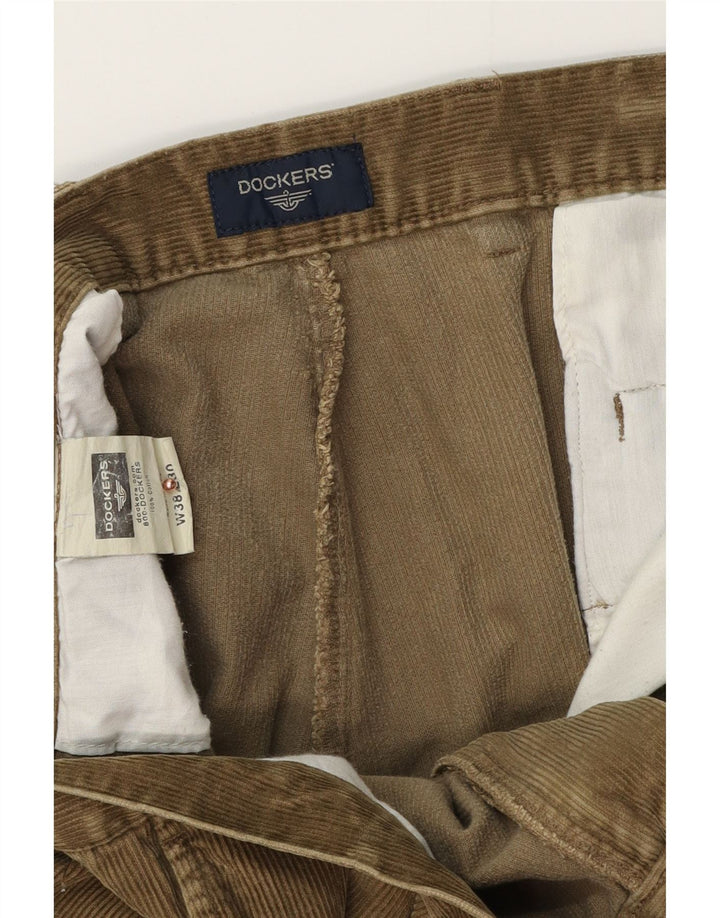 DOCKERS Pantaloni da uomo in velluto a coste con picchetti W38 L30 cotone kaki