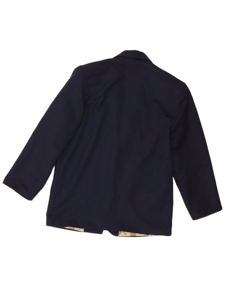 Giacca blazer vintage da donna a 1 bottone UK 14 poliestere blu navy medio