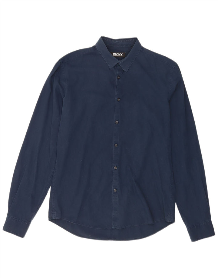 Camicia da uomo DKNY in cotone blu navy medio