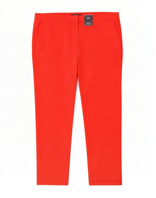 Pantaloni chino a vita media da donna Marks & Spencer UK 18 XL W38 L27 Rossi