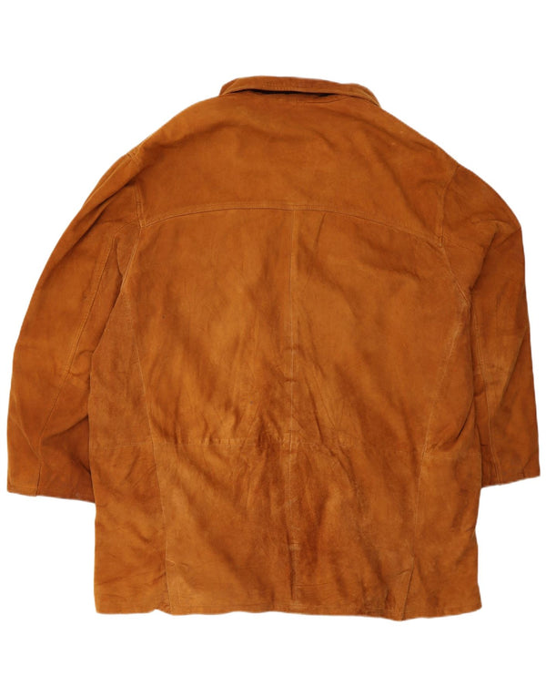 Giacca vintage in pelle scamosciata da uomo UK 40 grande in pelle marrone