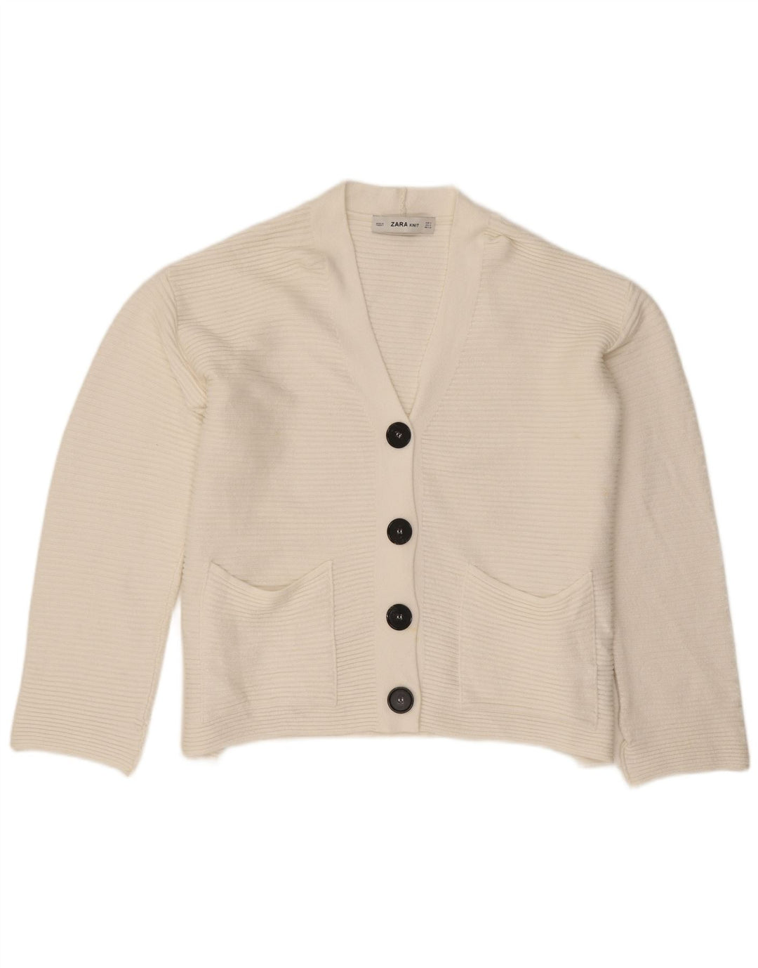 Maglione cardigan oversize da donna Zara UK 10 piccolo in viscosa bianca