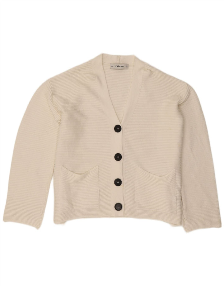 Maglione cardigan oversize da donna Zara UK 10 piccolo in viscosa bianca