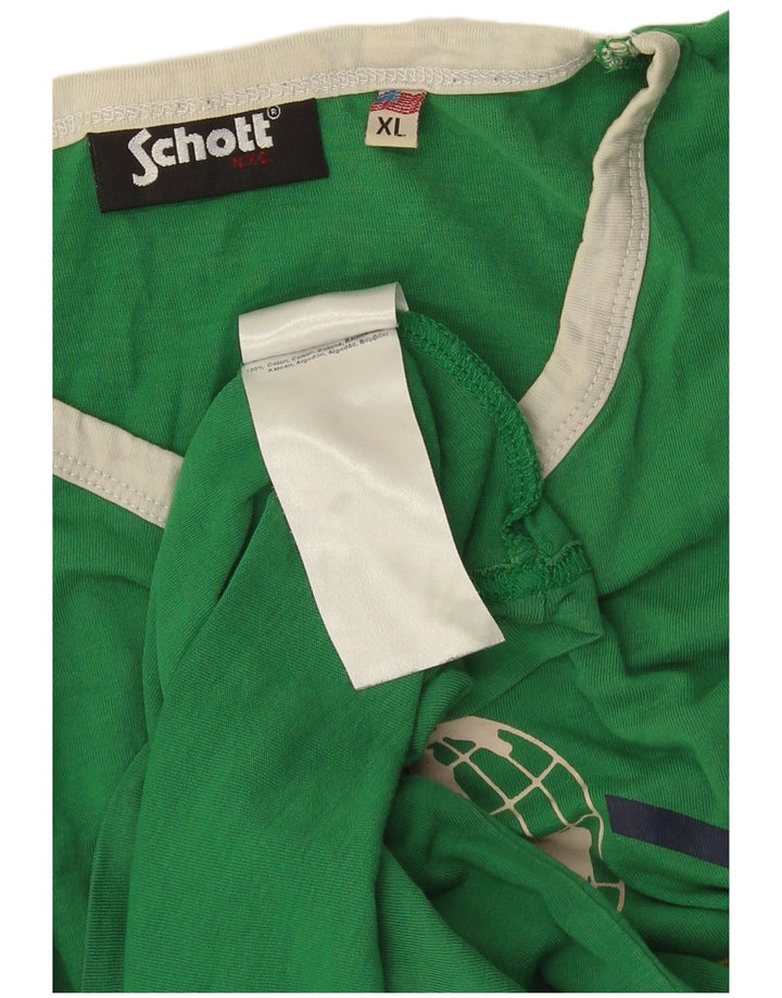 T-shirt grafica da uomo Schott Top XL in cotone verde