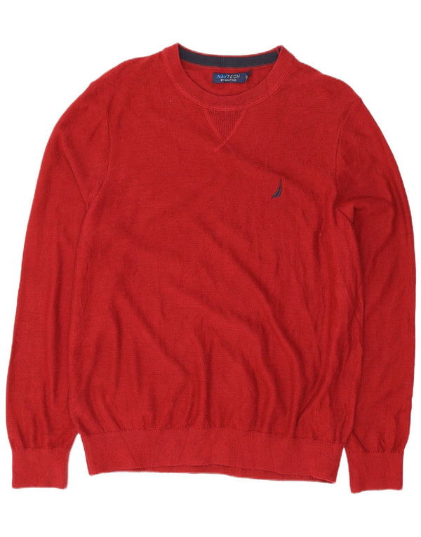 Maglione maglione girocollo da uomo, vestibilità regolare, Nautica, cotone rosso medio