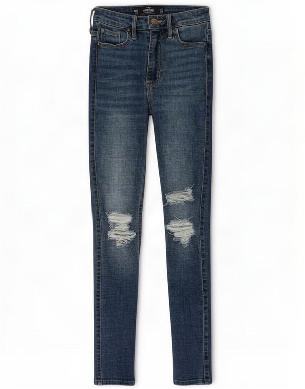Hollister Womens High Rise Distressed Skinny Jeans US 00 2XS W23 L26 Blue