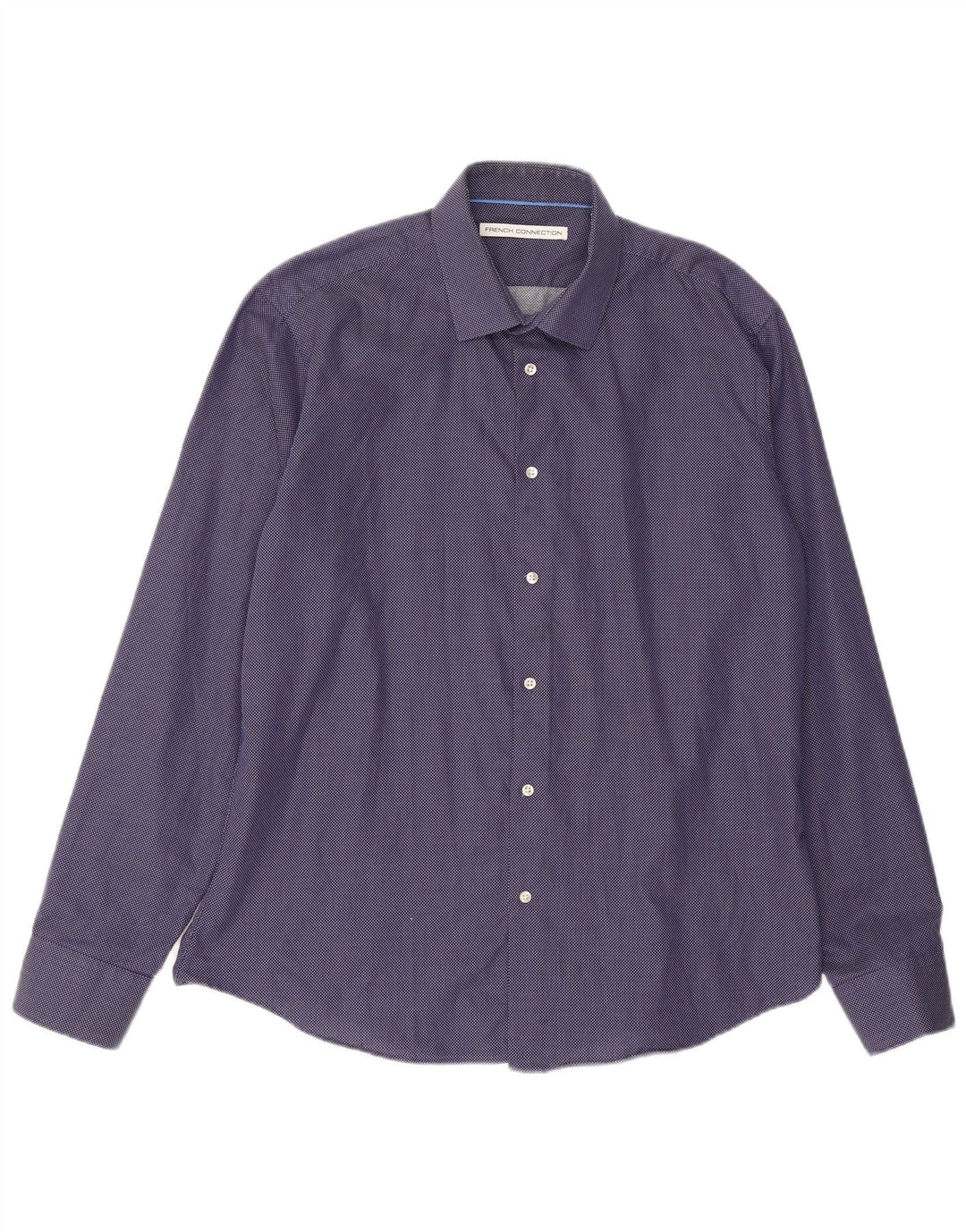 Camicia da uomo French Connection taglia 17 XL cotone maculato blu navy
