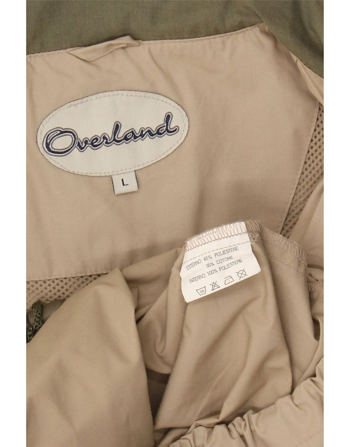 OVERLAND Mens Utility Jacket UK 40 Large Beige Polyester Vintage Overland and Second-Hand Overland from Messina Hembry 