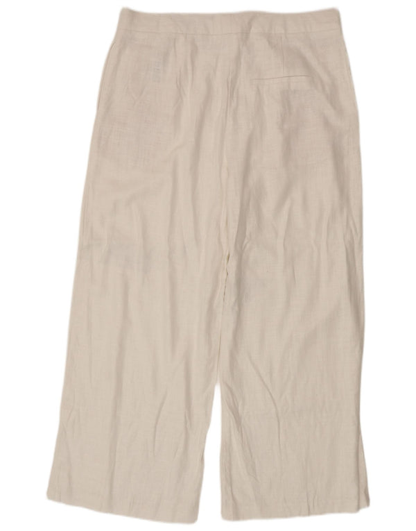 Pantaloni casual a vita alta da donna Marks & Spencer UK 16 Large W36 L27 Bianco