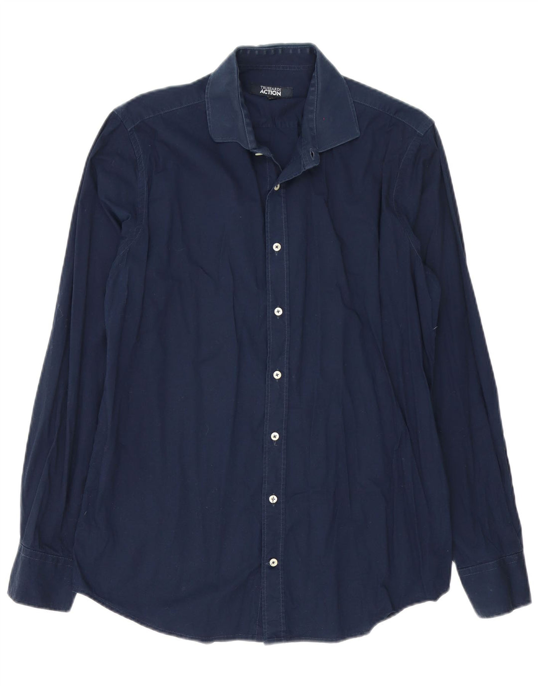 Camicia Trussardi Uomo Tg 41/42 Large Cotone Blu Navy