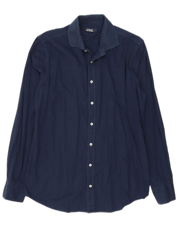 Camicia Trussardi Uomo Tg 41/42 Large Cotone Blu Navy