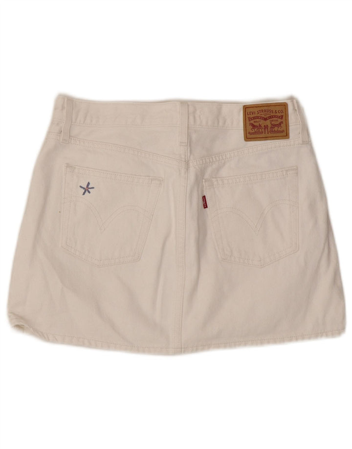 Gonna di jeans da donna Levi's W27 piccola in cotone bianco