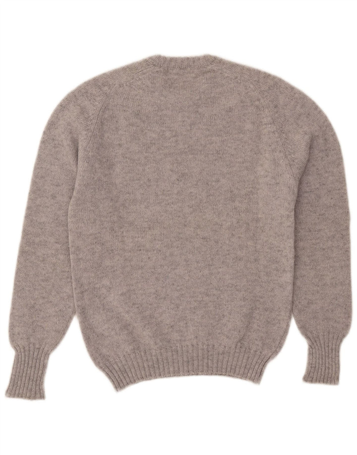 Maglione vintage da uomo girocollo in lana grigio medio