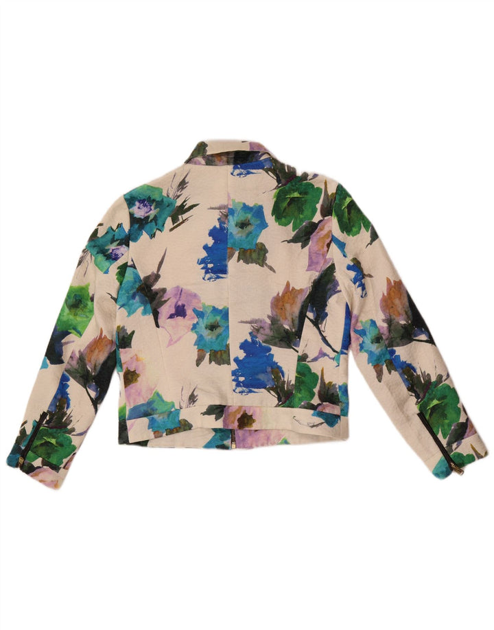 Giacca blazer corta da donna Zara UK 14 Poliestere floreale bianco medio