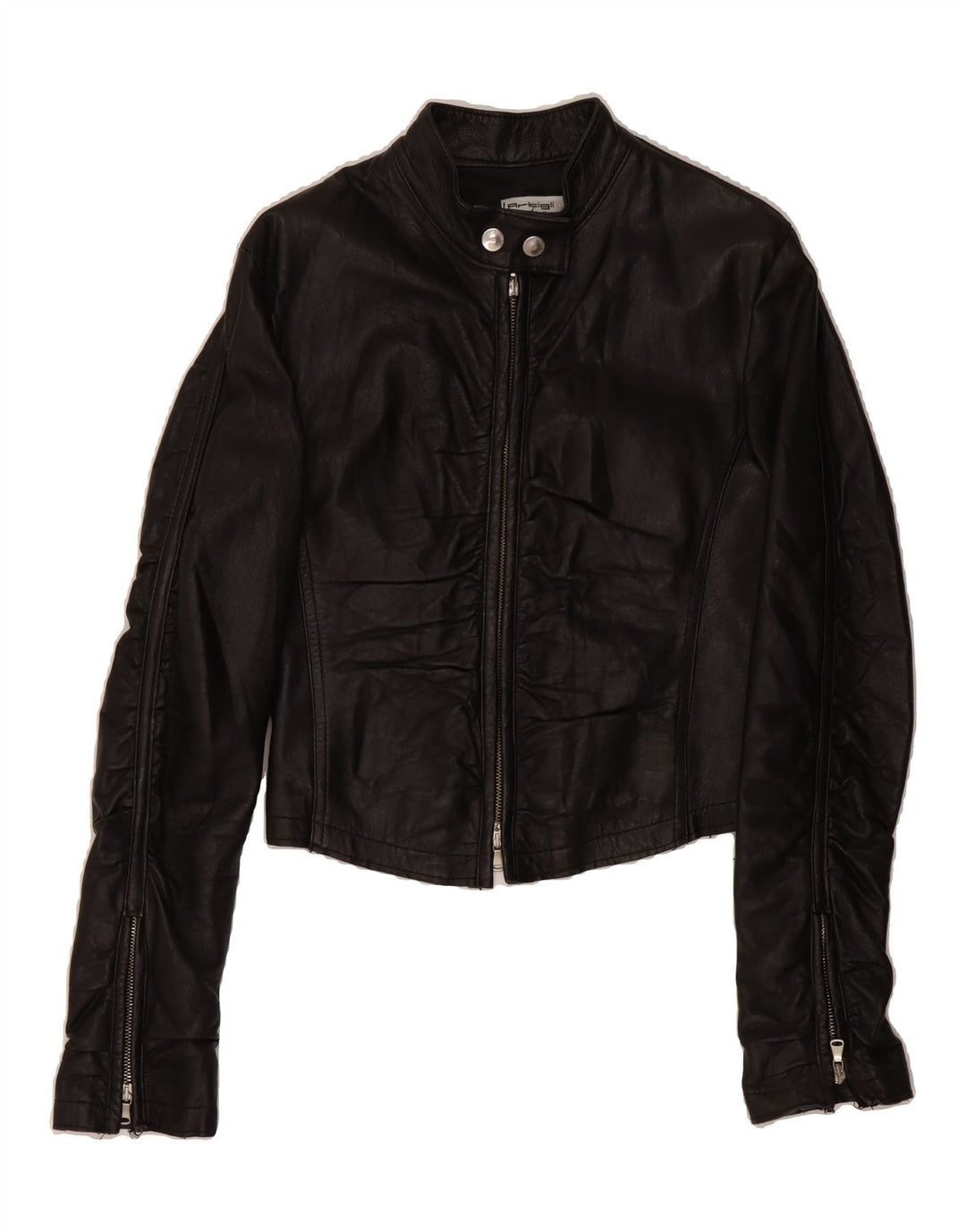 ARTIGLI Womens Crop Leather Jacket UK 10 Small Black Vintage Artigli and Second-Hand Artigli from Messina Hembry 