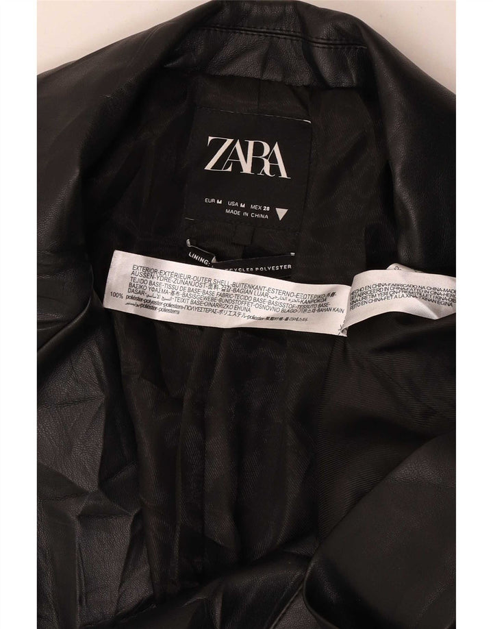 Giacca blazer da donna in ecopelle a 2 bottoni Zara UK 14 media nera classica