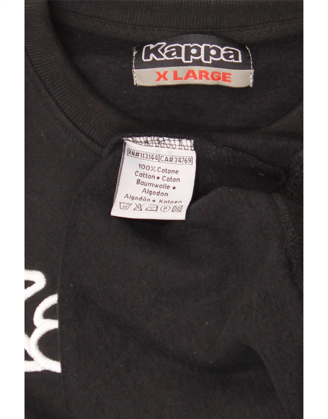 Felpa grafica da uomo Kappa Jumper XL in cotone nero