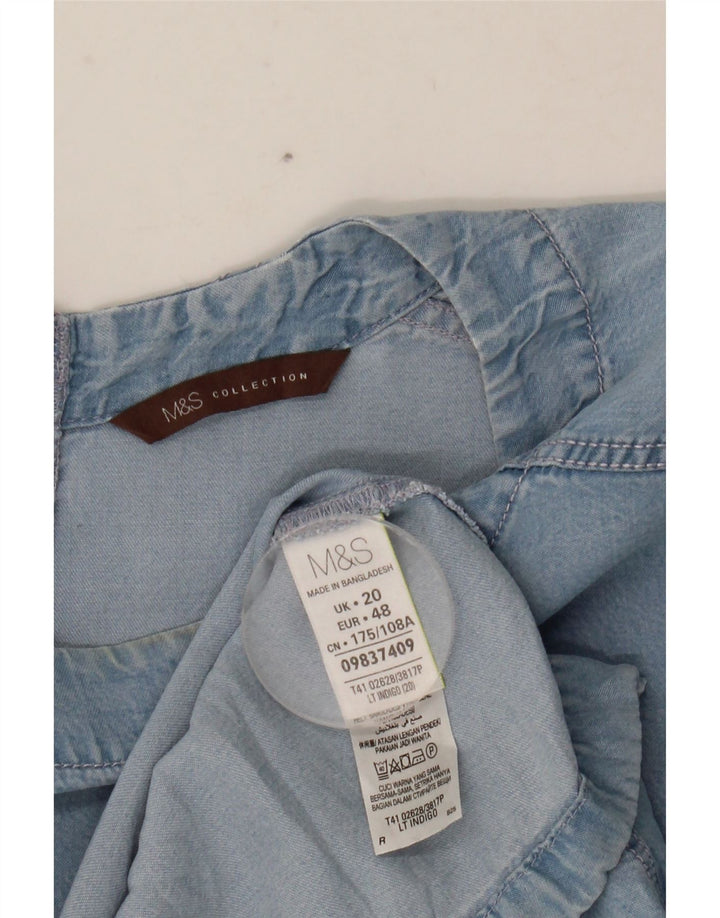 MARKS & SPENCER Camicetta di jeans da donna Top UK 20 2XL Lyocell blu